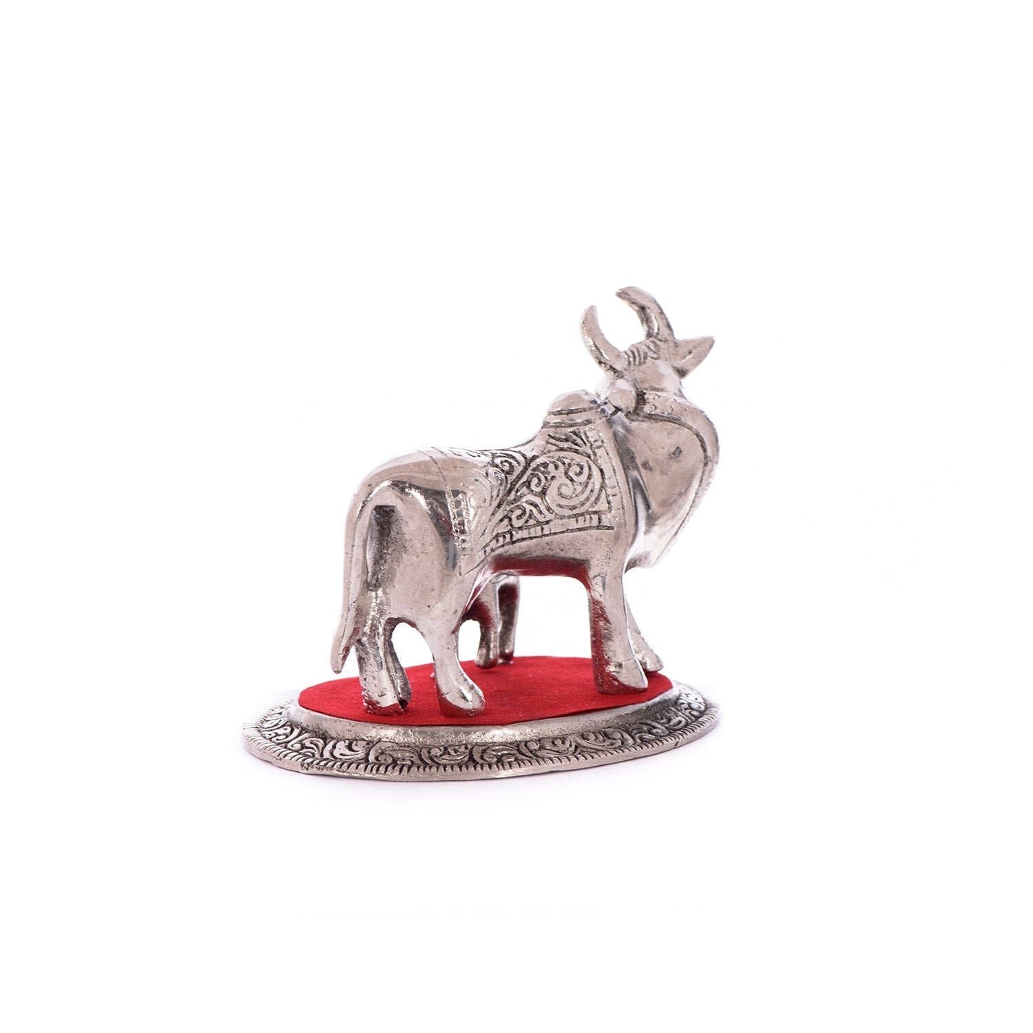 Silver White Metal Kamdhenu cow and calf statue Kafalo
