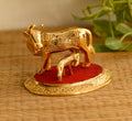 Golden Metal Kamadhenu Cow With Calf Statue Animal Figurines Kafalo