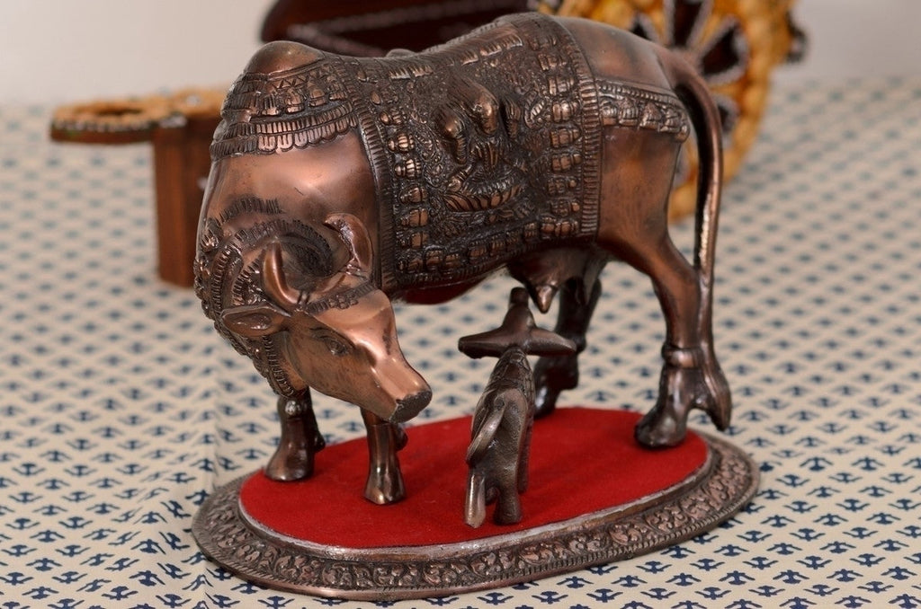 Kamdhenu Cow And Calf Calf Statue Animal Figurines Kafalo