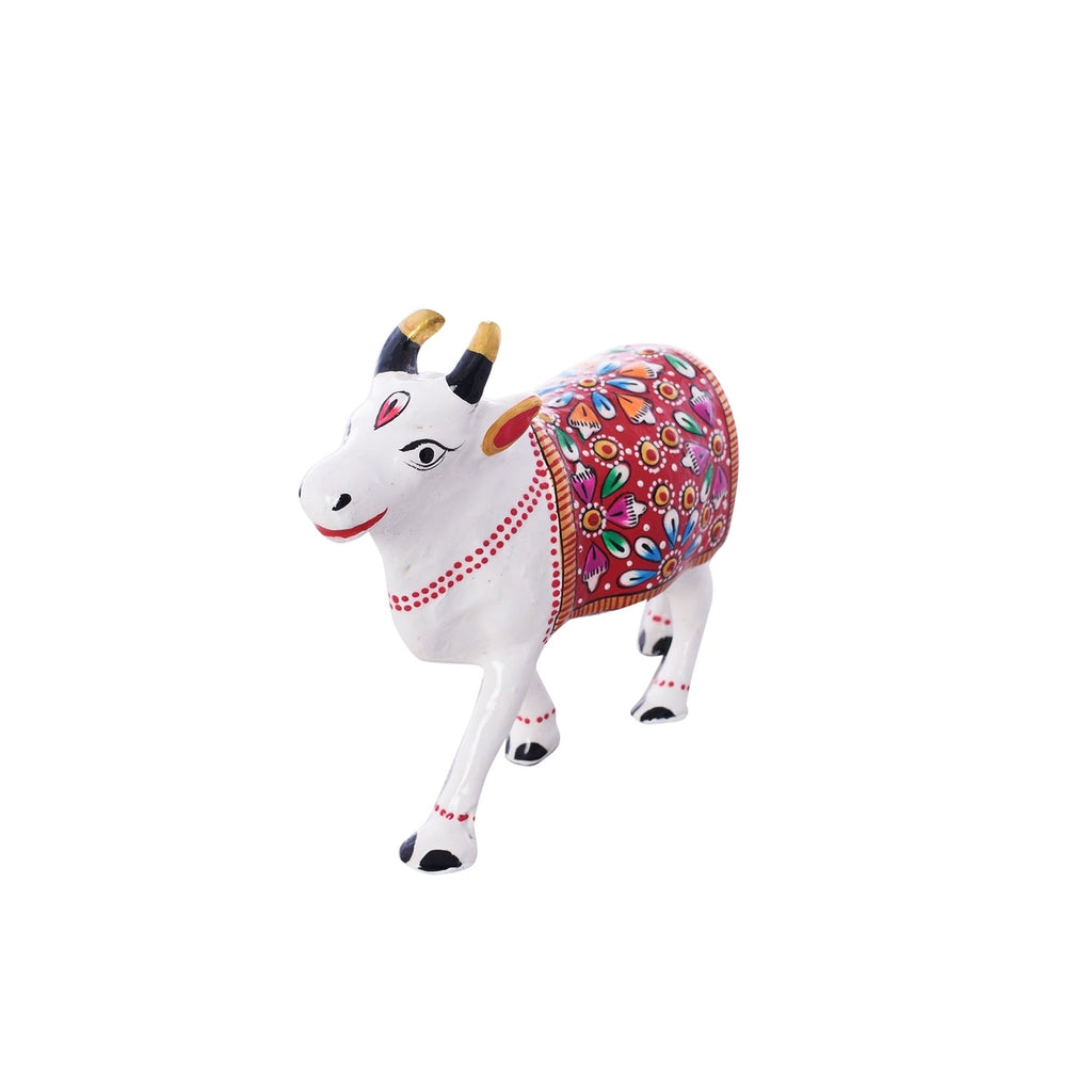 Meenakari Metal White Calf Figurine Kafalo