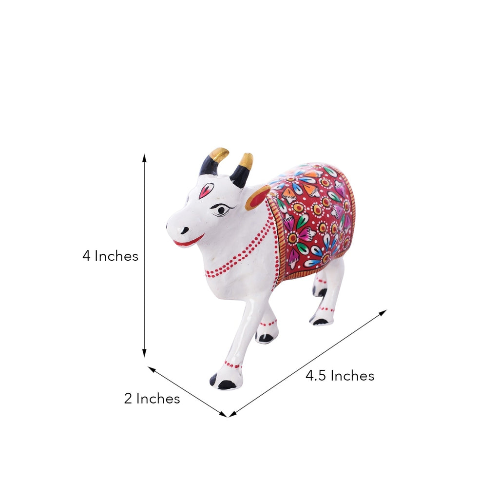 Meenakari Metal White Calf Figurine Kafalo