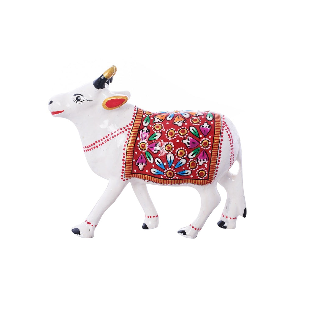 Meenakari Metal White Calf Figurine Kafalo