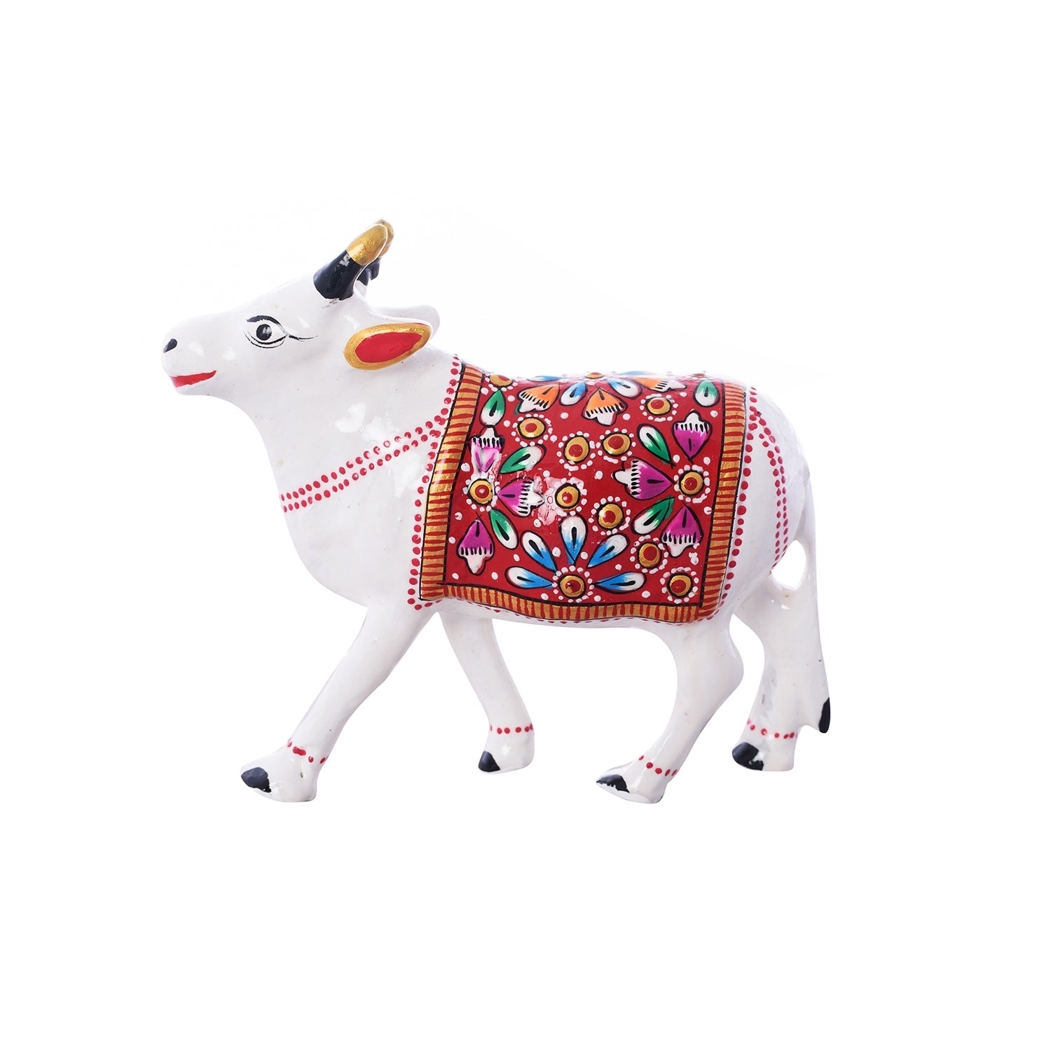 Meenakari Metal White Calf Figurine Kafalo