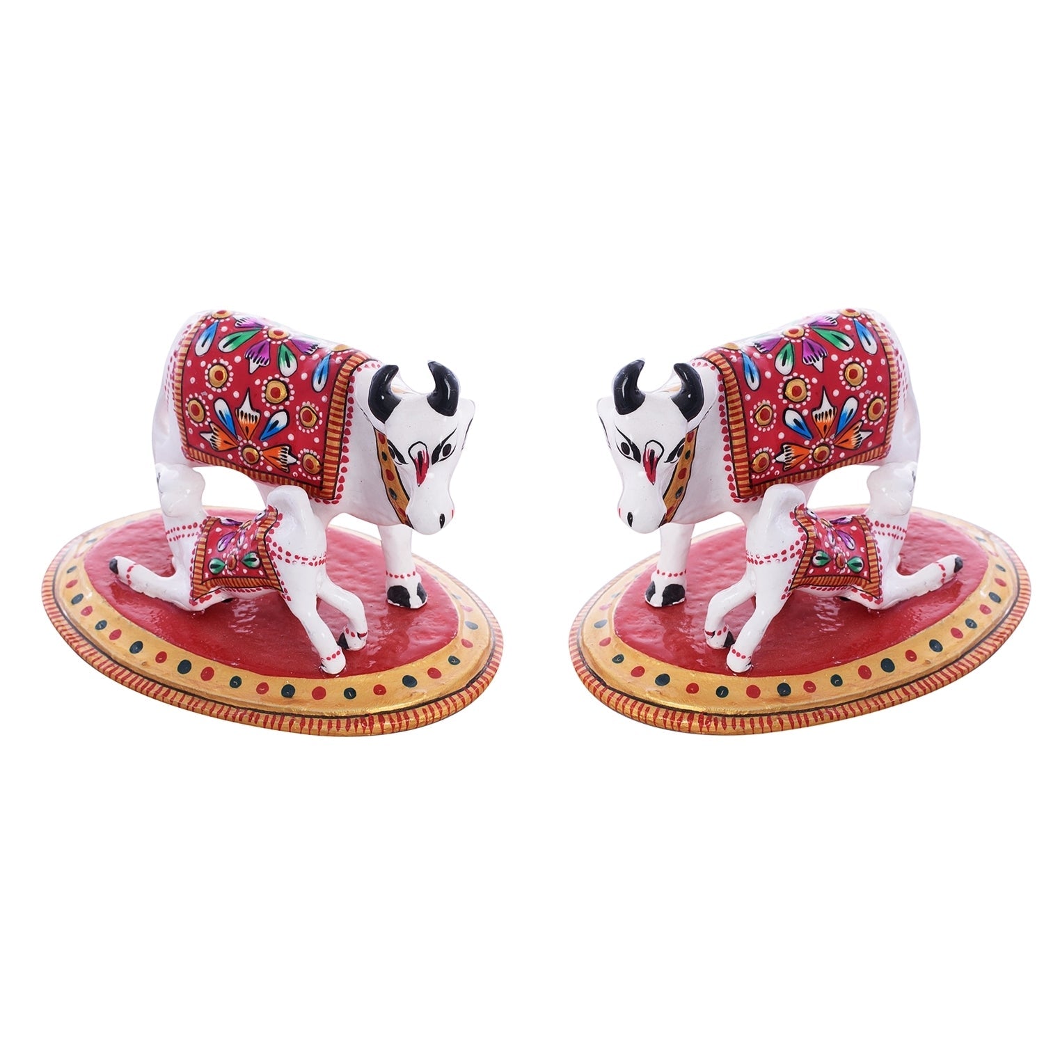 Set of 2 Meenakari Cow And Calf Figurine Kafalo