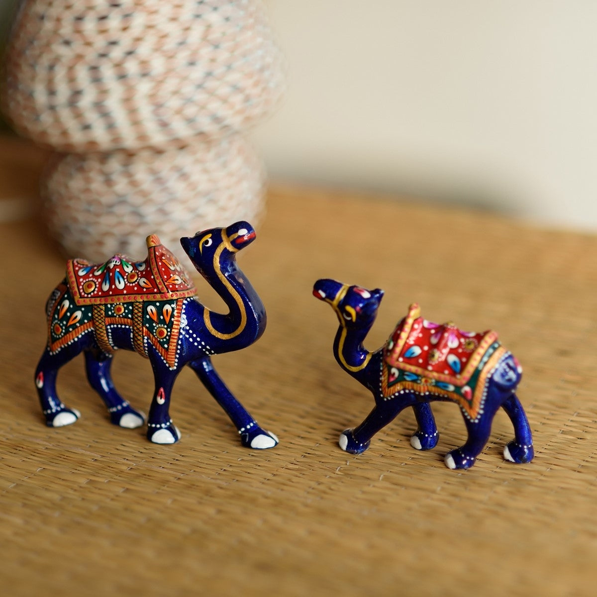 Set of 2 Meenakari Colorful Camels Figurine Kafalo
