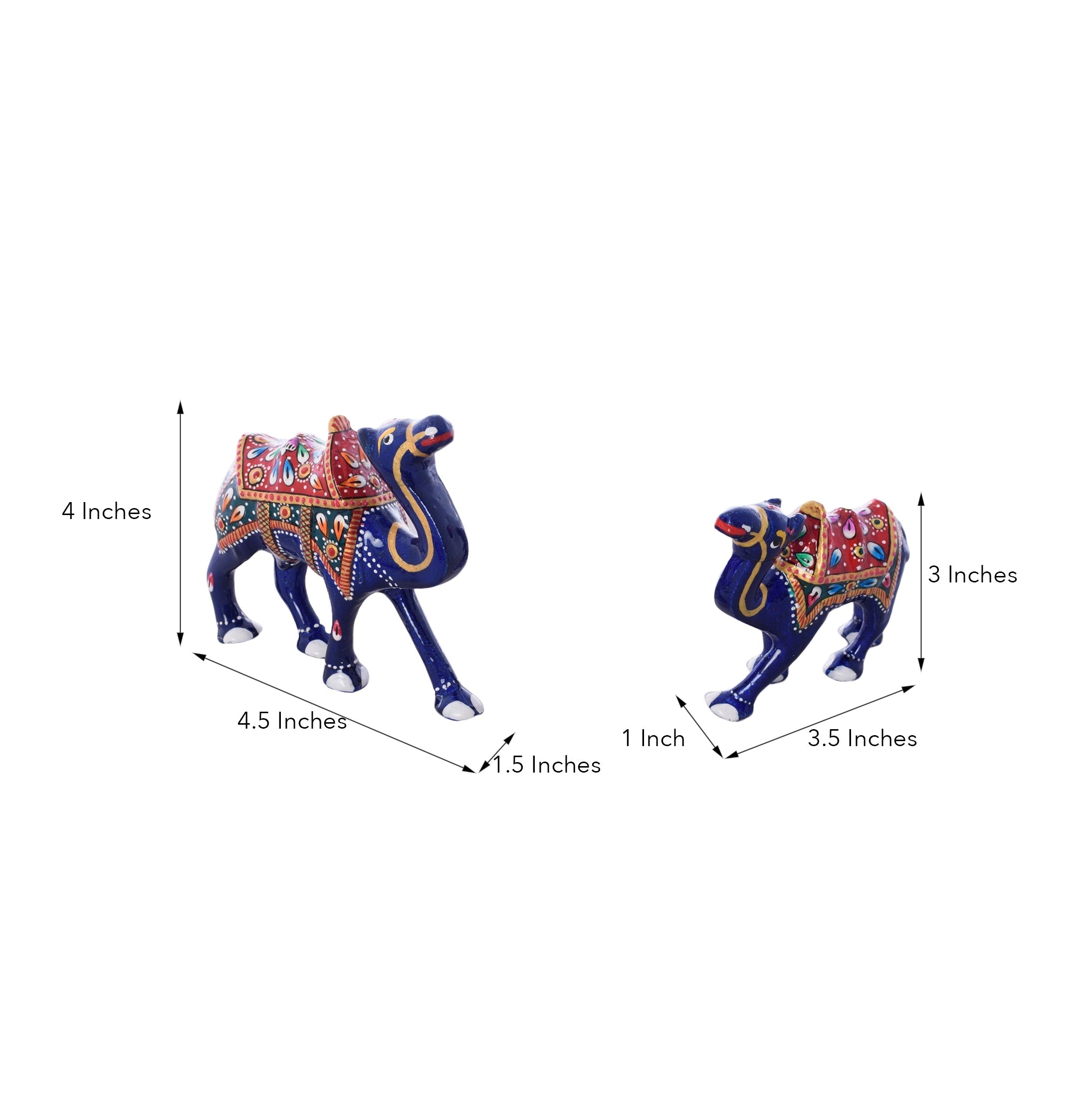 Set of 2 Meenakari Colorful Camels Figurine Kafalo