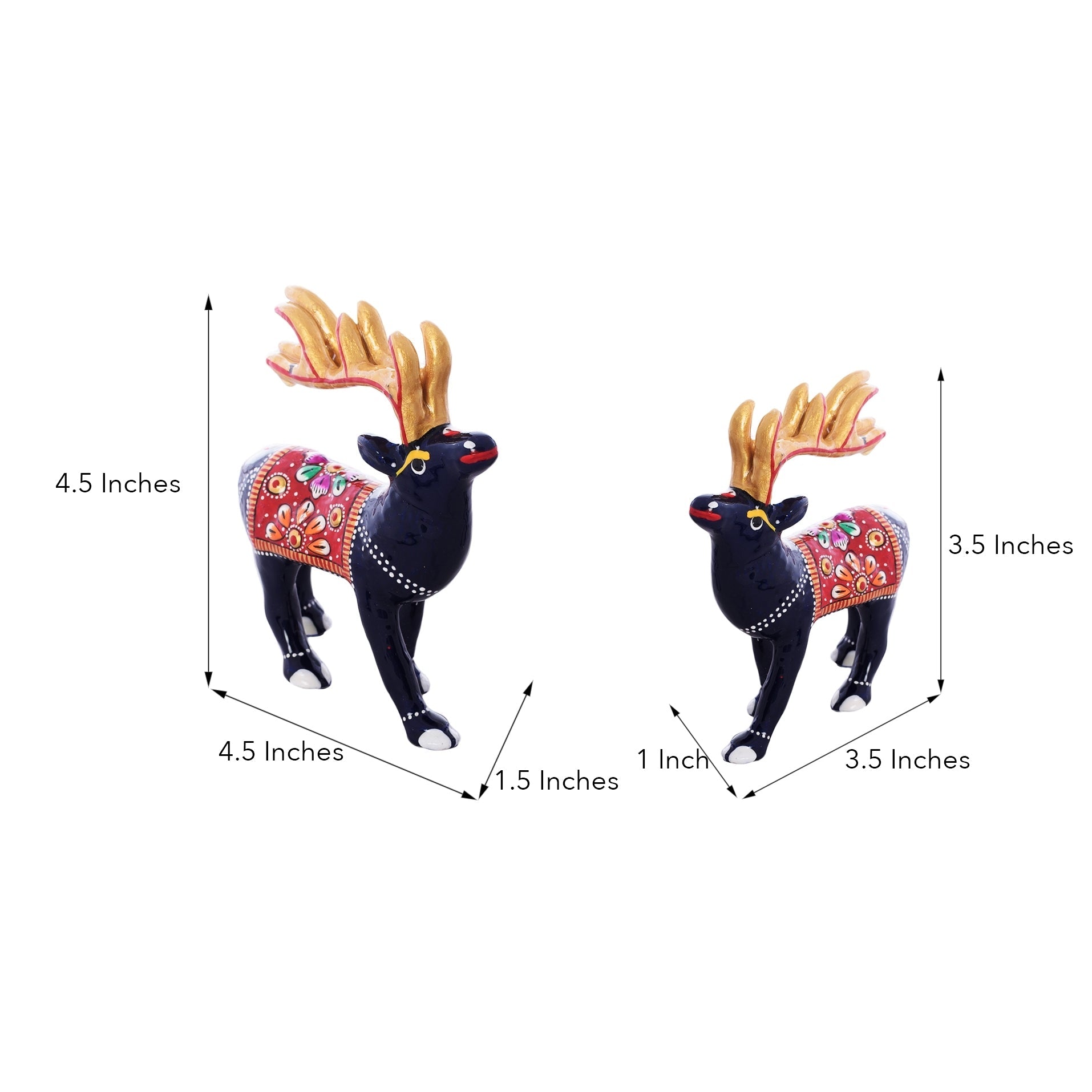 Set of 2 Meenakari Colorful Reindeer Figurine Kafalo