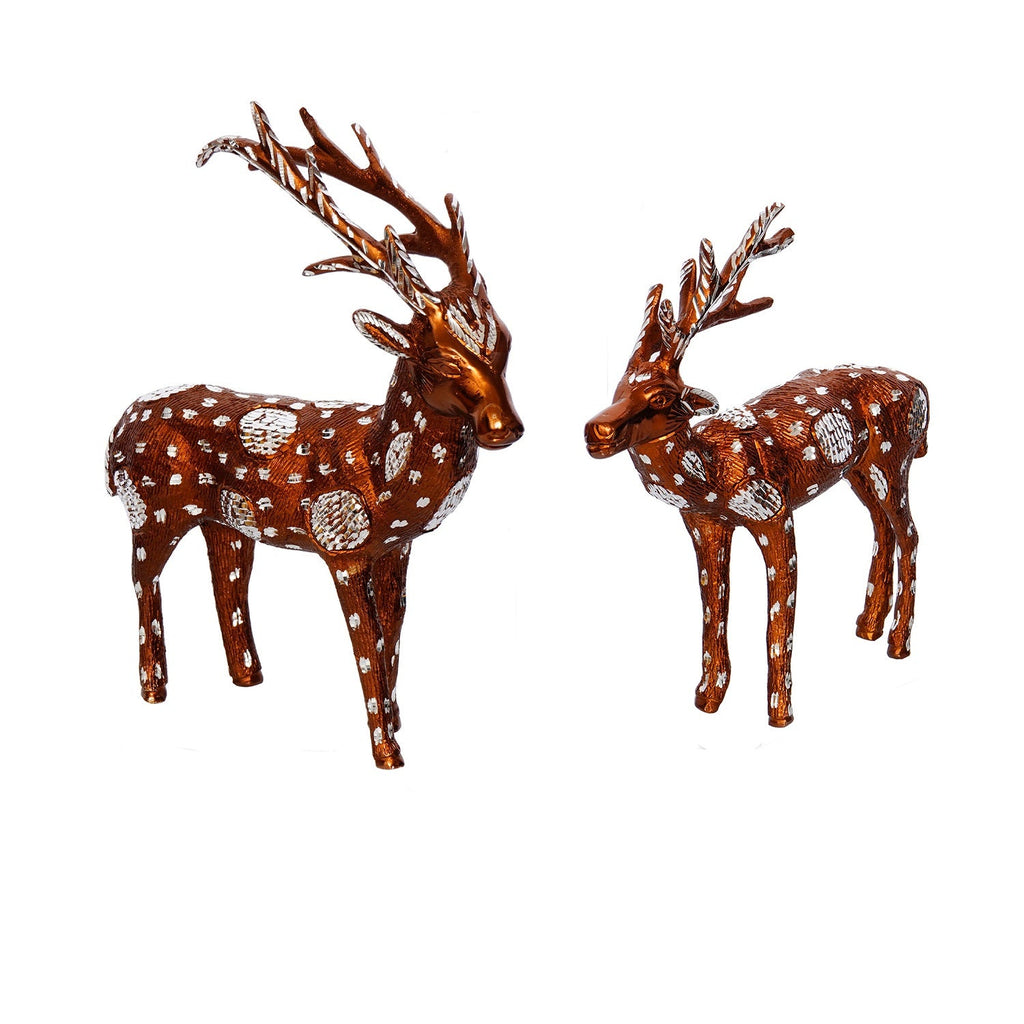 Set of 2 Brown and Silver Metal Deer statue Kafalo
