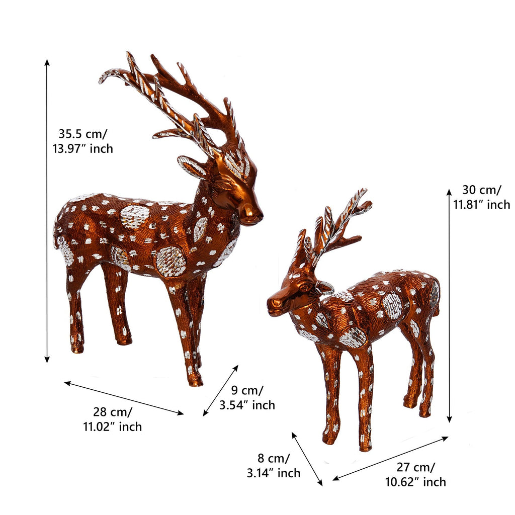 Set of 2 Brown and Silver Metal Deer statue Kafalo