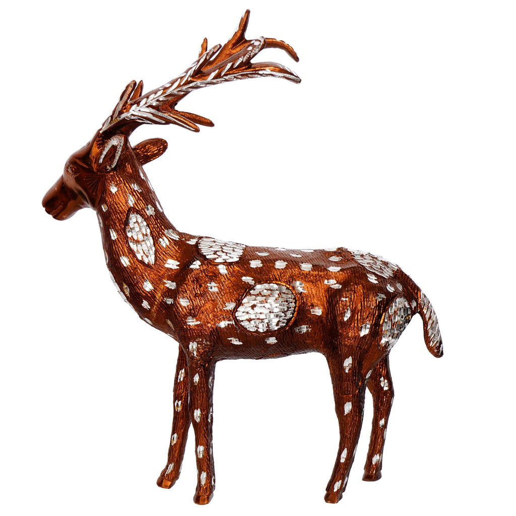 Set of 2 Brown and Silver Metal Deer statue Kafalo