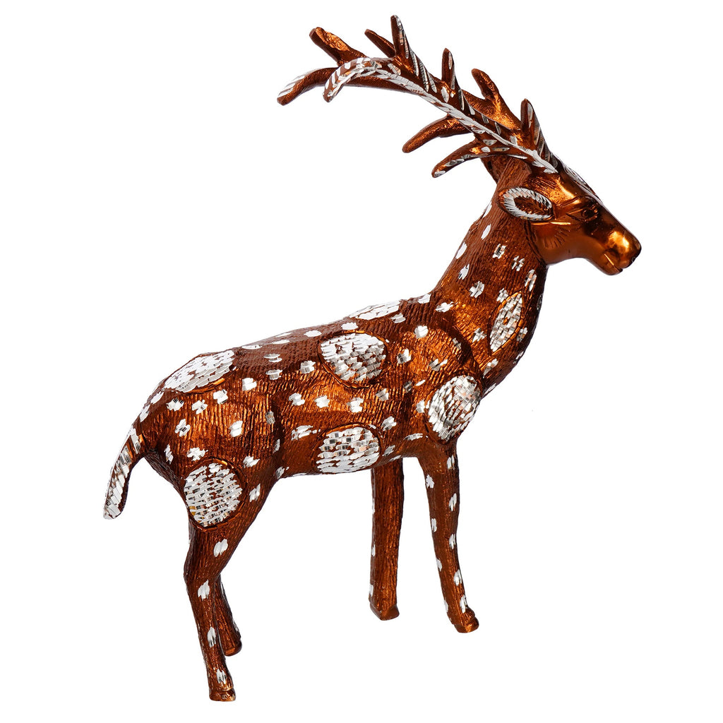 Set of 2 Brown and Silver Metal Deer statue Kafalo