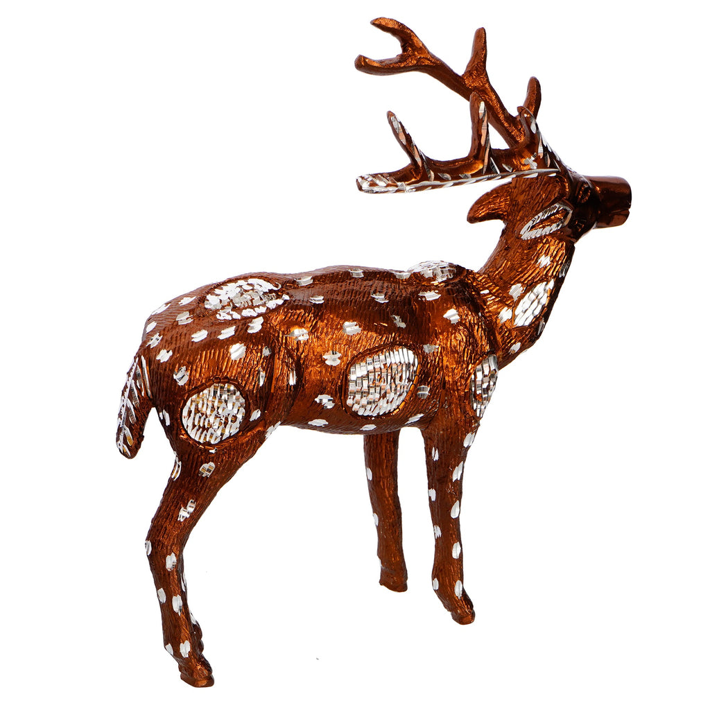 Set of 2 Brown and Silver Metal Deer statue Kafalo