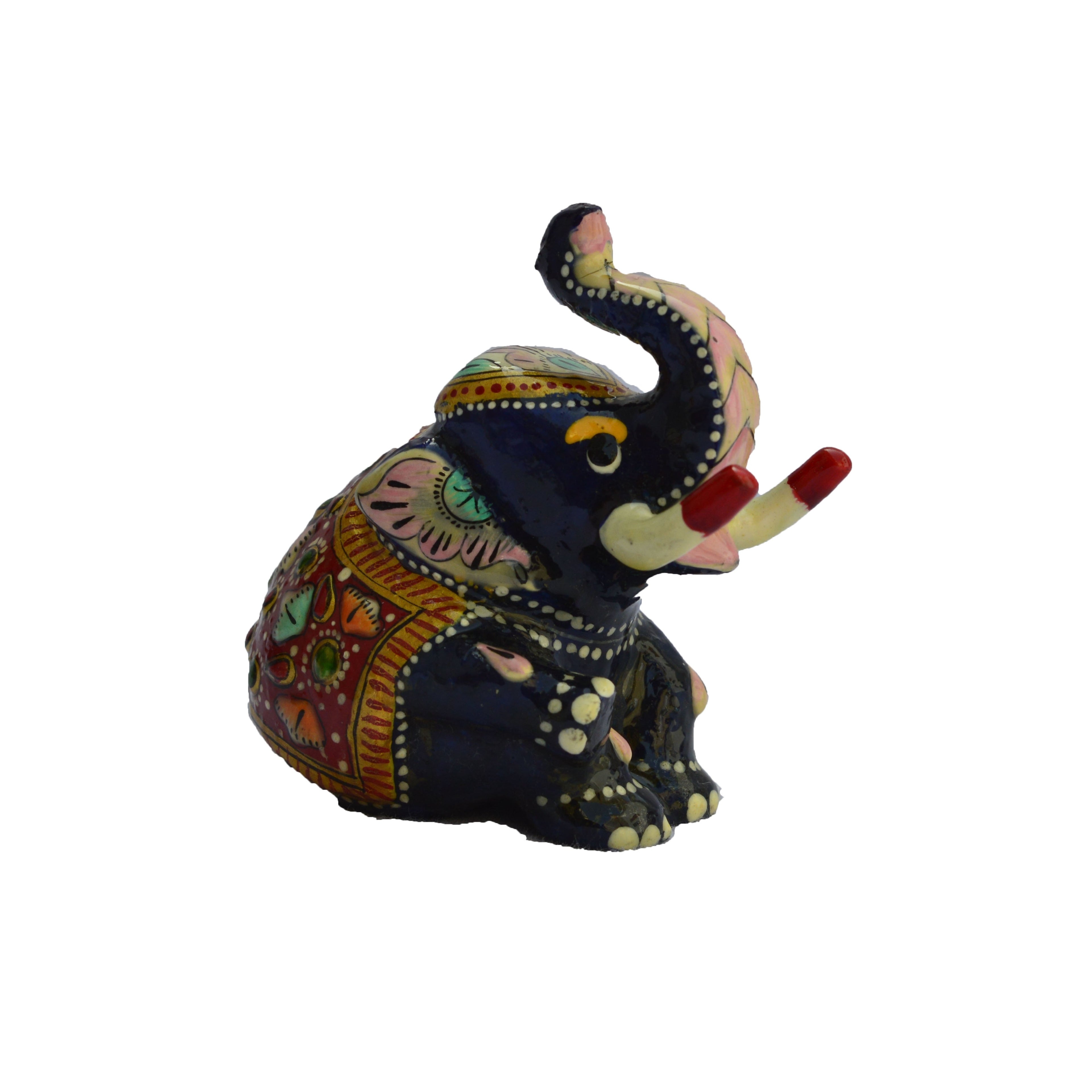 Meenakari Metal Baby Elephant Statue Animal Figurine Kafalo