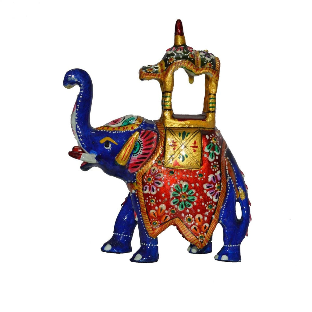 Meenakari Colorful Ambabari Elephant Statue Kafalo