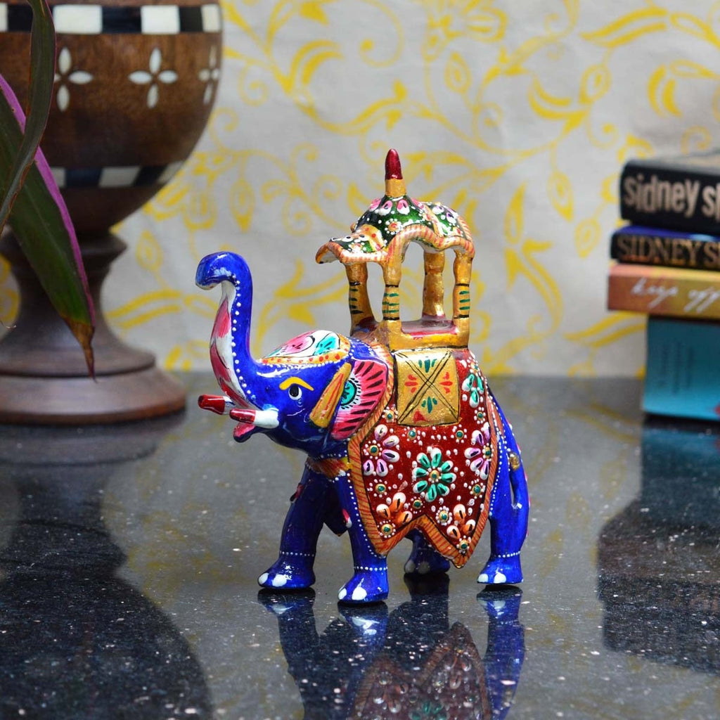 Meenakari Colorful Ambabari Elephant Statue Kafalo