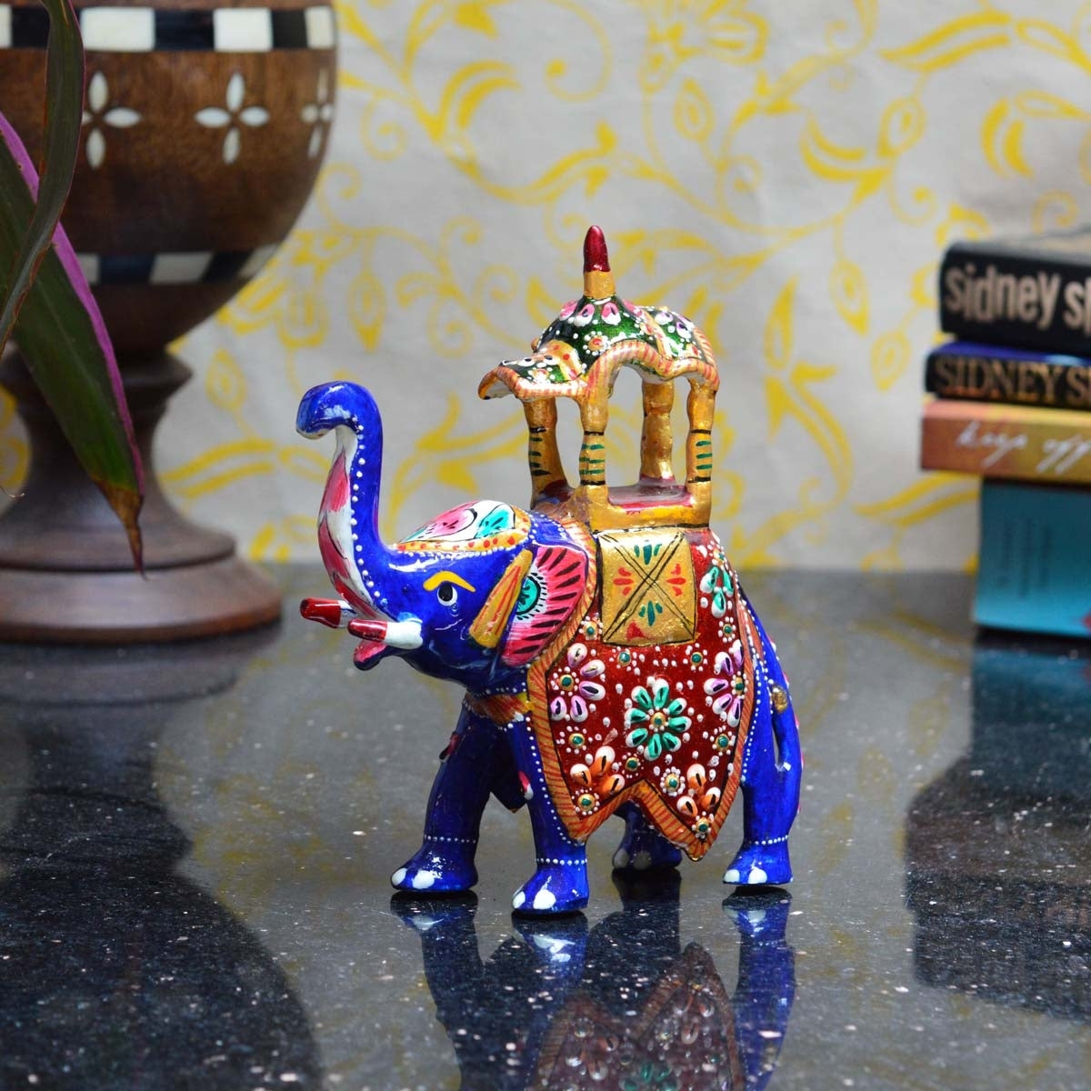 Meenakari Colorful Ambabari Elephant Statue Kafalo