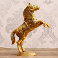 Golden Metal Jumping Horse Statue, Animal Figurine Decorative Showpiece Kafalo