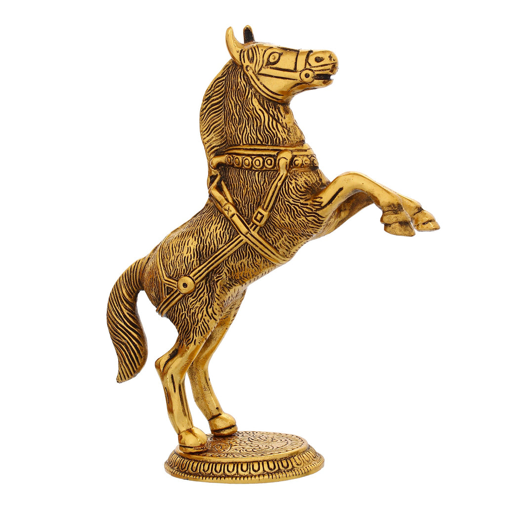 Golden Metal Jumping Horse Statue, Animal Figurine Decorative Showpiece Kafalo