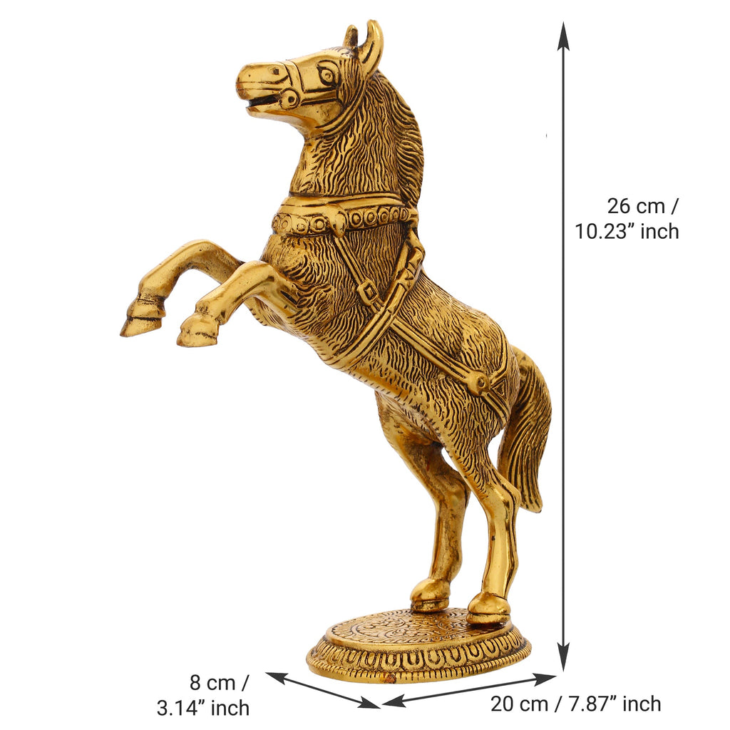 Golden Metal Jumping Horse Statue, Animal Figurine Decorative Showpiece Kafalo