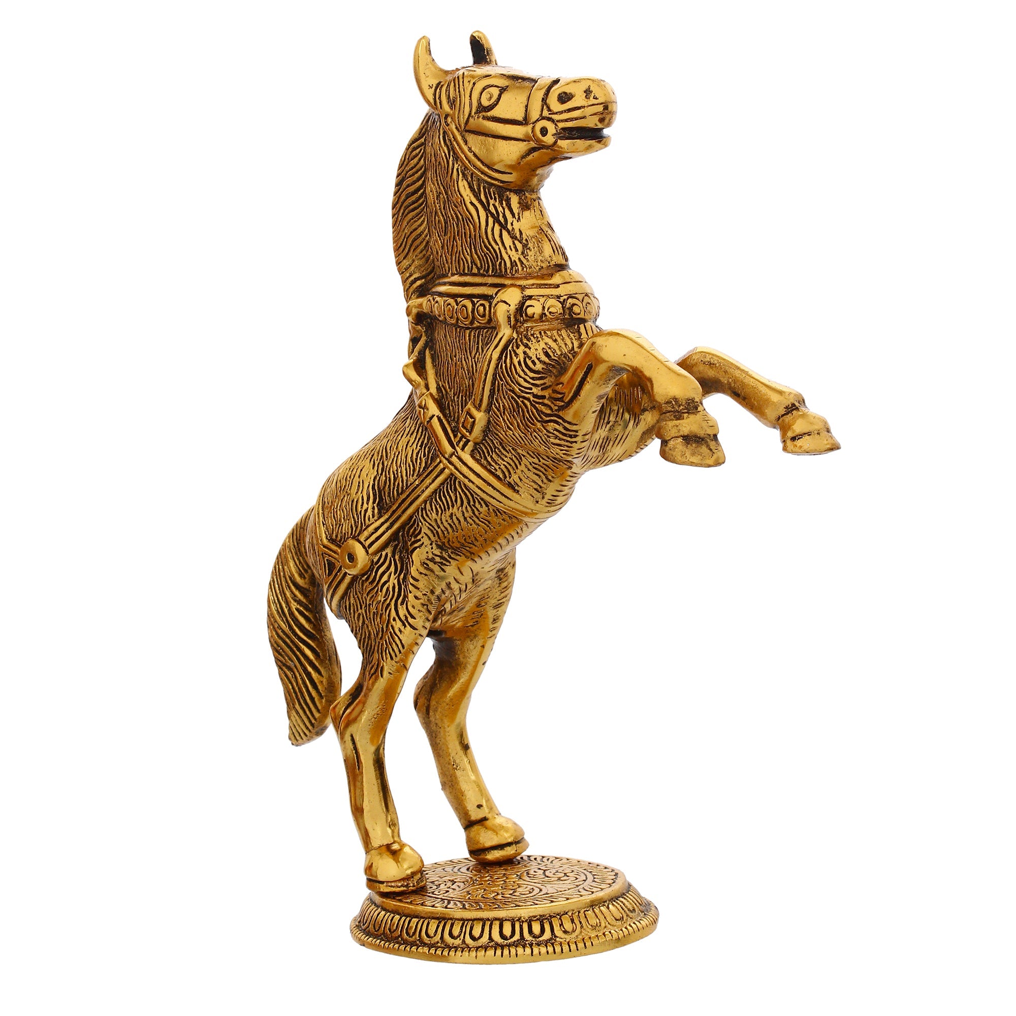 Golden Metal Jumping Horse Statue, Animal Figurine Decorative Showpiece Kafalo