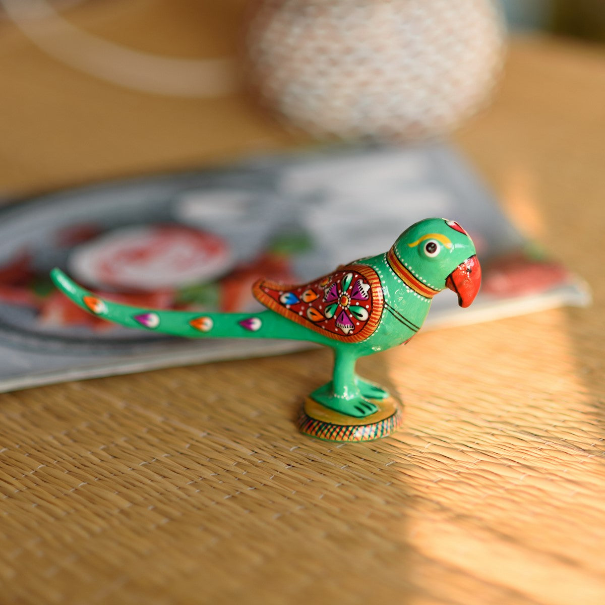 Colorful Meenakari Parrot Figurine Kafalo