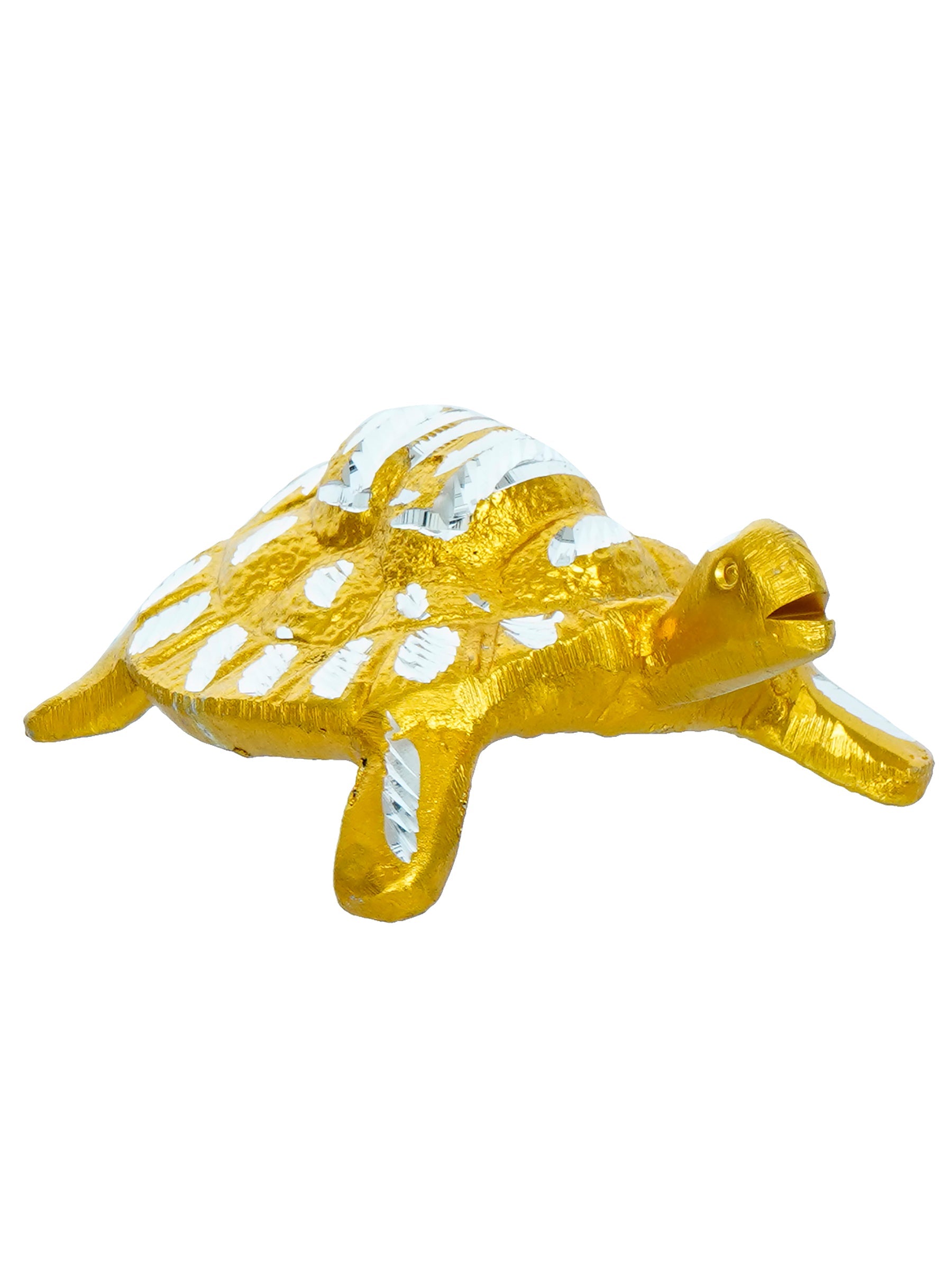 Golden Engraved Feng Shui Tortoise Figurines Decorative Metal Showpiece Kafalo