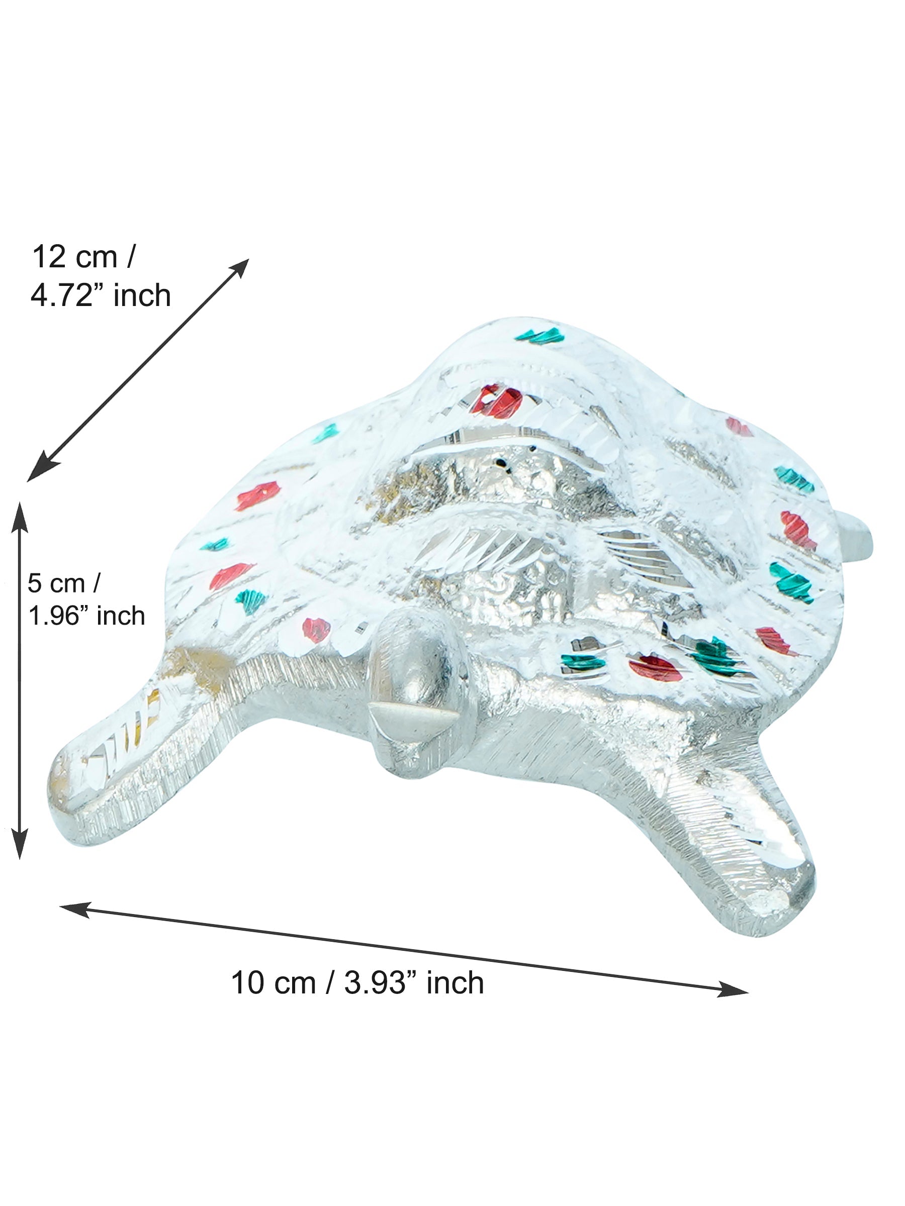 Golden and Silver Engraved Tortoise Feng Shui Handcrafted Decorative Metal Showpiece Kafalo