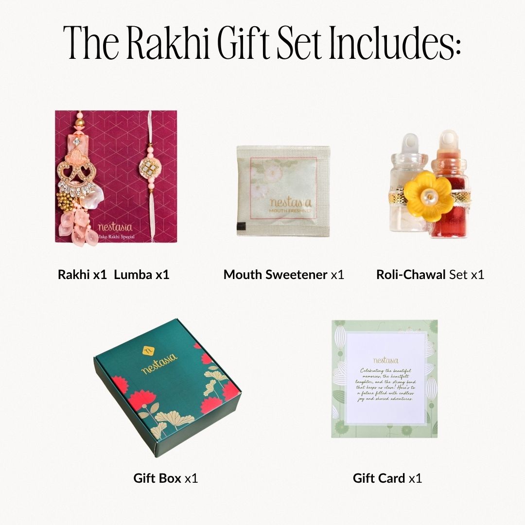 Pretty Peach Rakhi Lumba Gift Set Nestasia