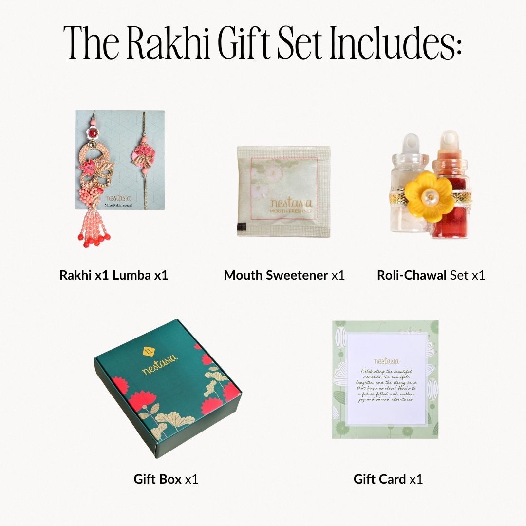 Pink Petal Rakhi Lumba Gift Set Nestasia