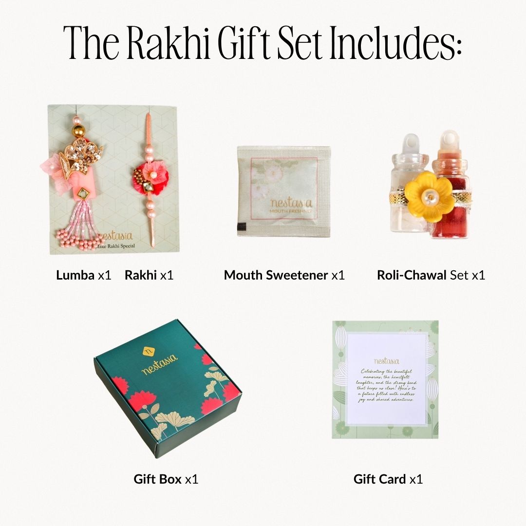 Pink Floral Rakhi And Lumba Gift Set Nestasia