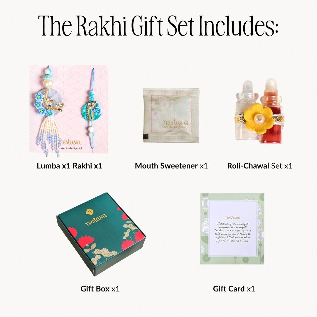 Azure Blossom Rakhi Lumba Set Nestasia