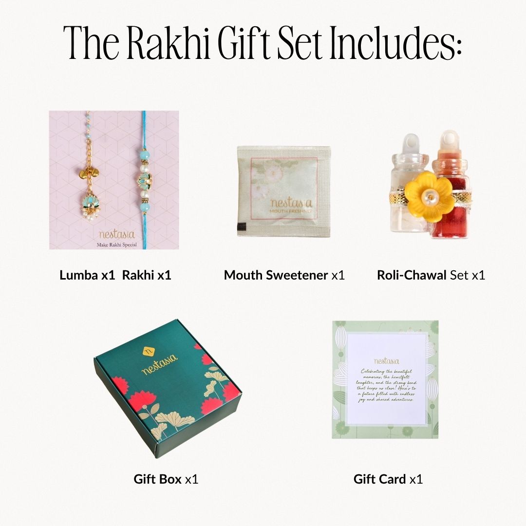 Sapphire Lotus Rakhi Lumba Gift Set Nestasia
