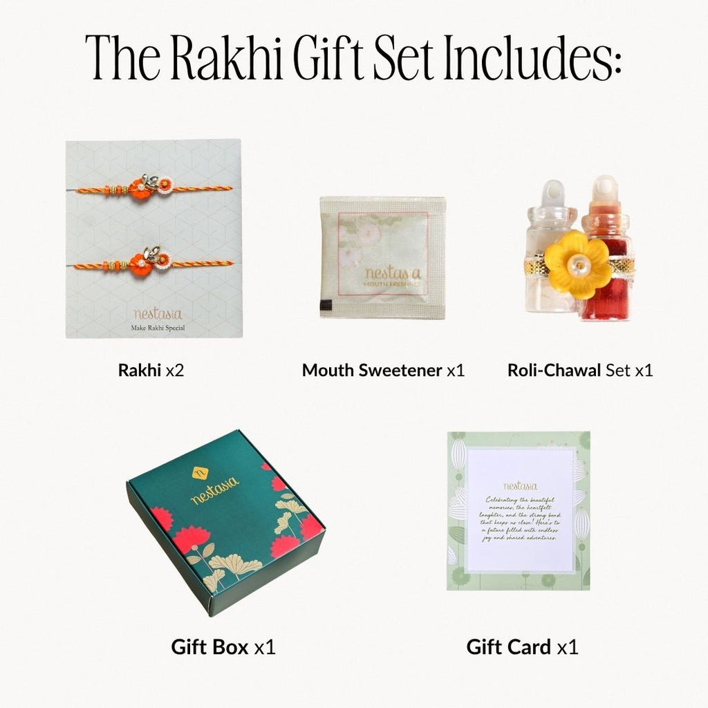 Saffron Petal Rakhi Gift Set Nestasia