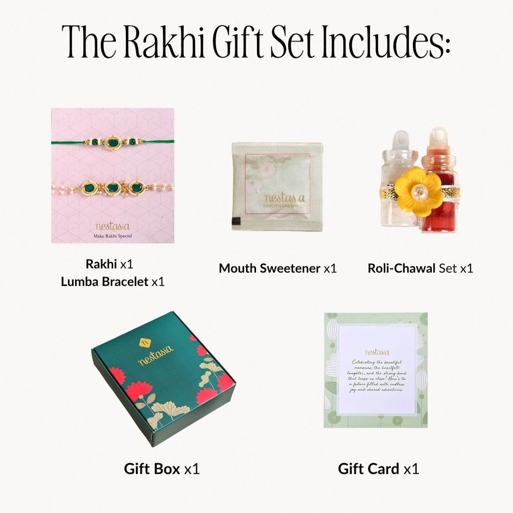 Regal Emerald Rakhi And Lumba Set Nestasia