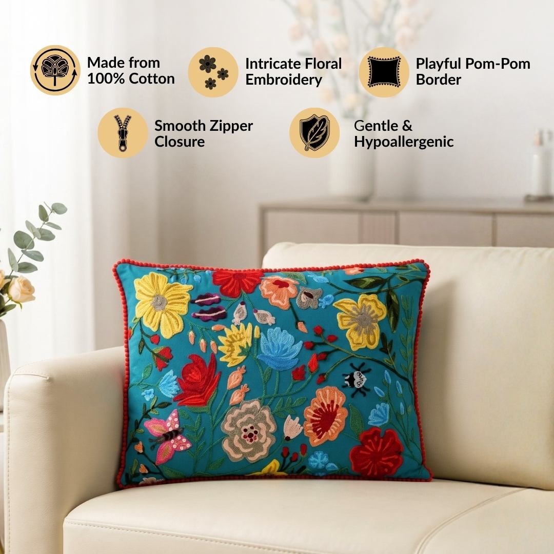 Floral Fiesta Cotton Cushion Cover 50x35cm Nestasia