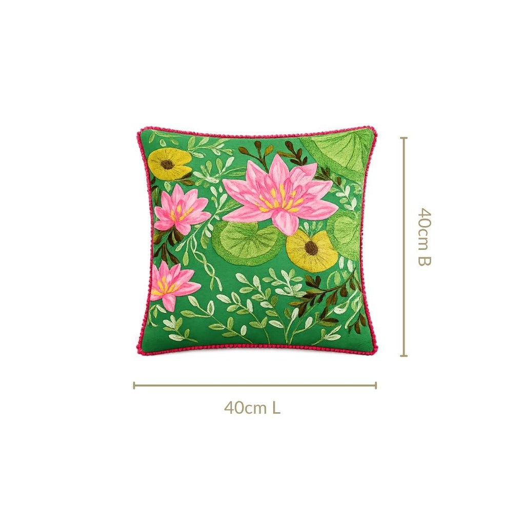 Gardenia Embroidered Cotton Cushion Cover 40x40cm Nestasia