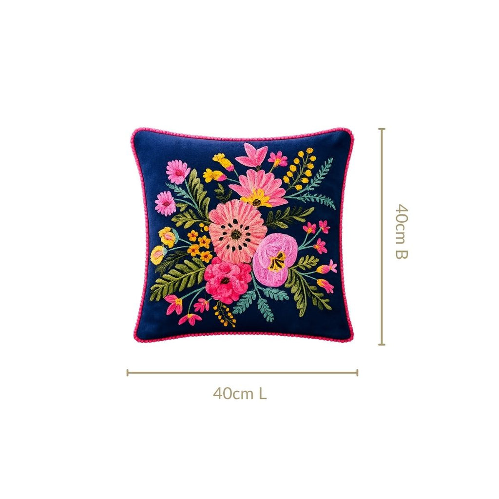 Midnight Bouquet Velvet Cushion Cover 40x40cm Nestasia