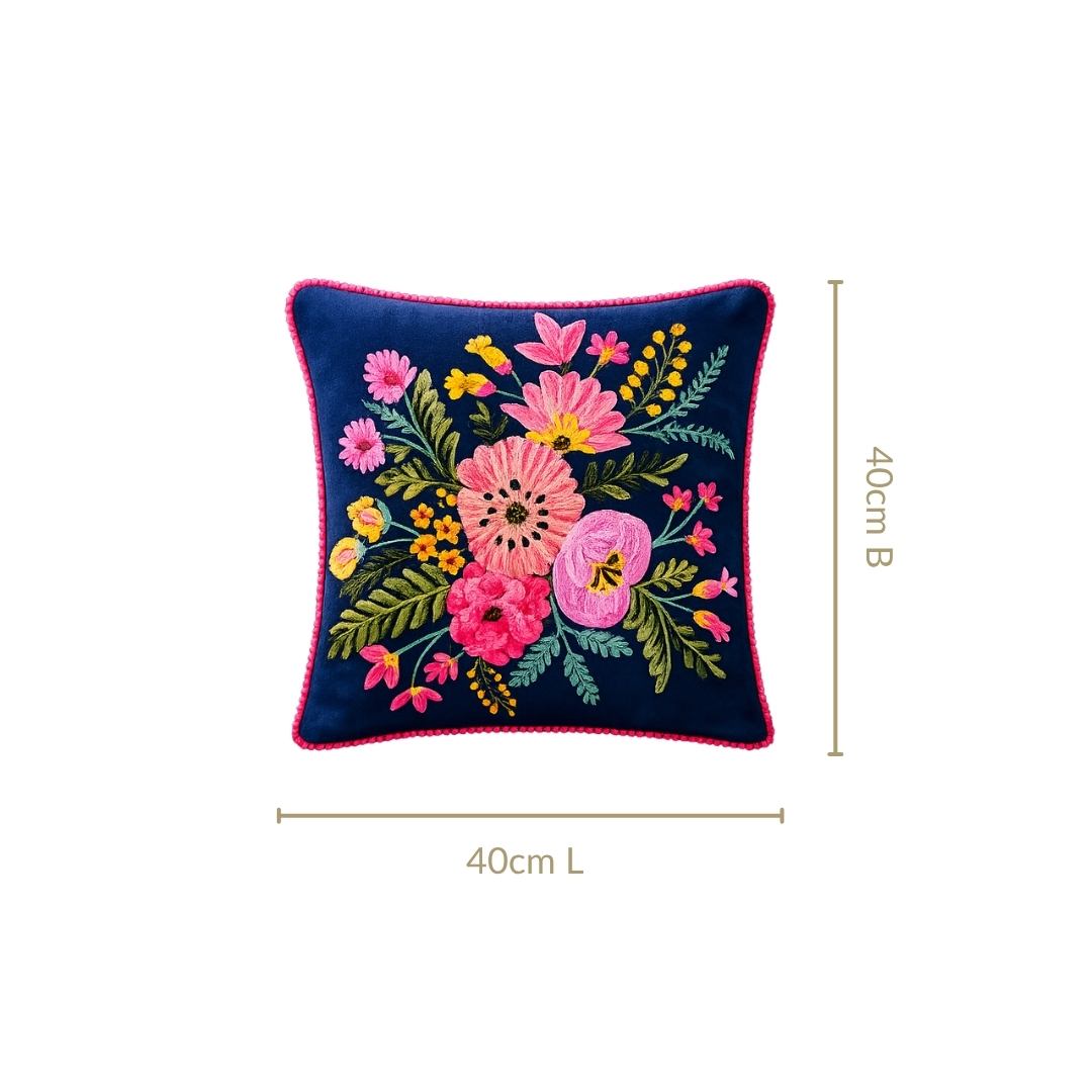Midnight Bouquet Velvet Cushion Cover 40x40cm Nestasia