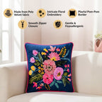 Midnight Bouquet Velvet Cushion Cover 40x40cm Nestasia