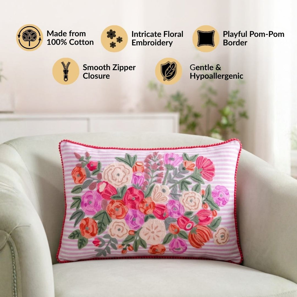 Blush Stripe Cotton Cushion Cover 50x35cm Nestasia