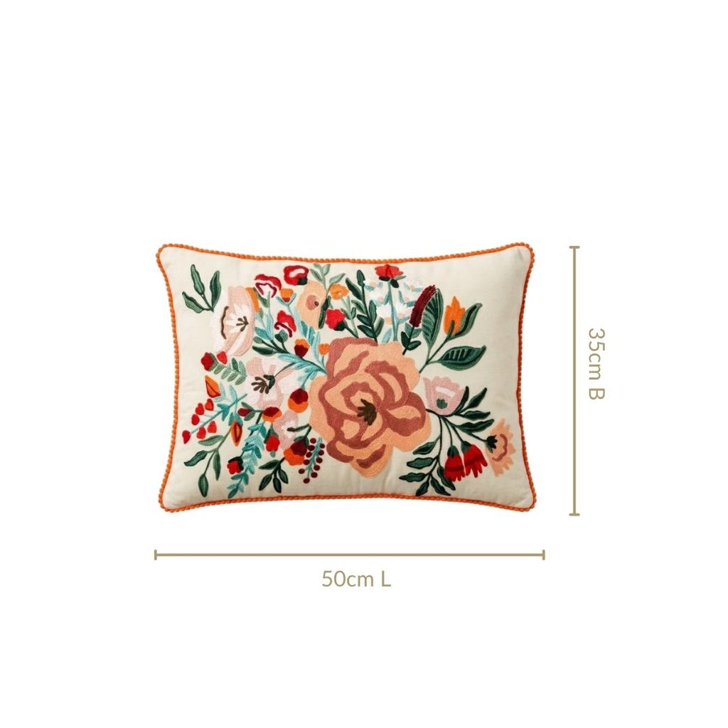 Rustic Flora Embroidered Cotton Cover 50x35cm Nestasia