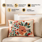 Rustic Flora Embroidered Cotton Cover 50x35cm Nestasia