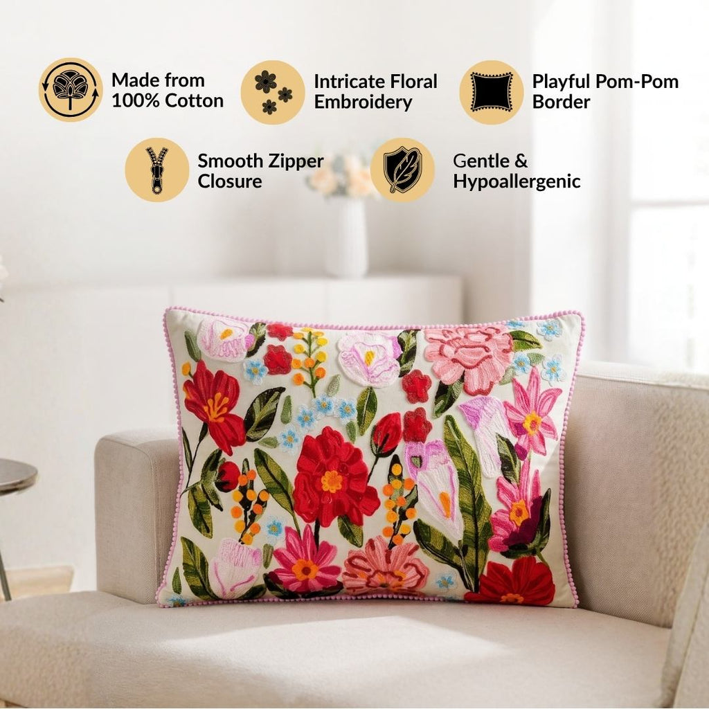 Secret Oasis Embroidered Cotton Cover 50x35cm Nestasia