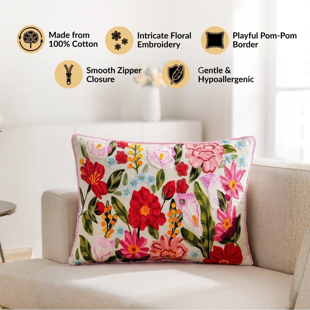 Secret Oasis Embroidered Cotton Cover 50x35cm Nestasia