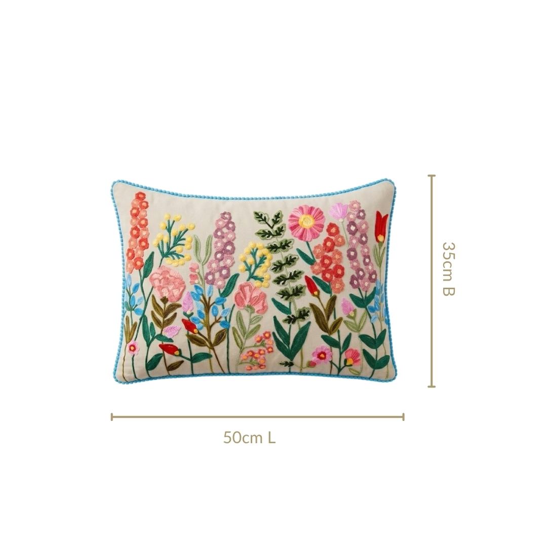 Meadow Embroidered Cushion Cover 50x35cm Nestasia