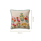 Meadow Blooms Embroidered Cotton Cushion Cover 40x40cm Nestasia