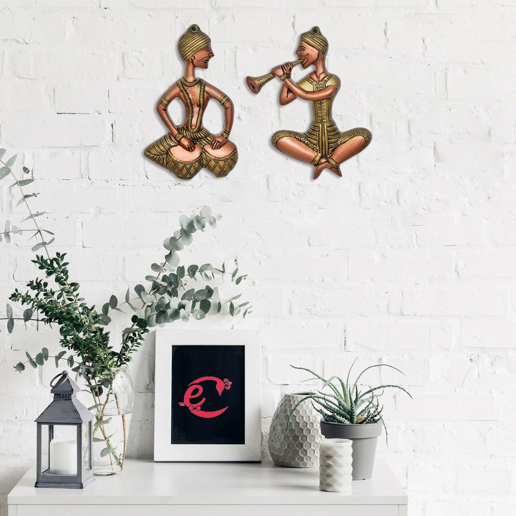 Set Of 2 Musicians Metal Wall Hanging Kafalo