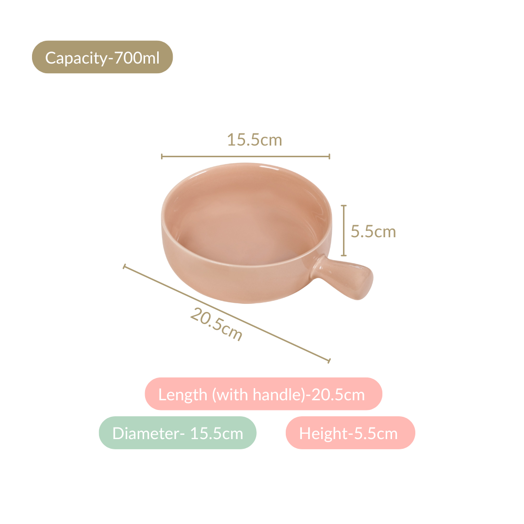 Beige Ceramic Bowl With Handle 700ml Nestasia