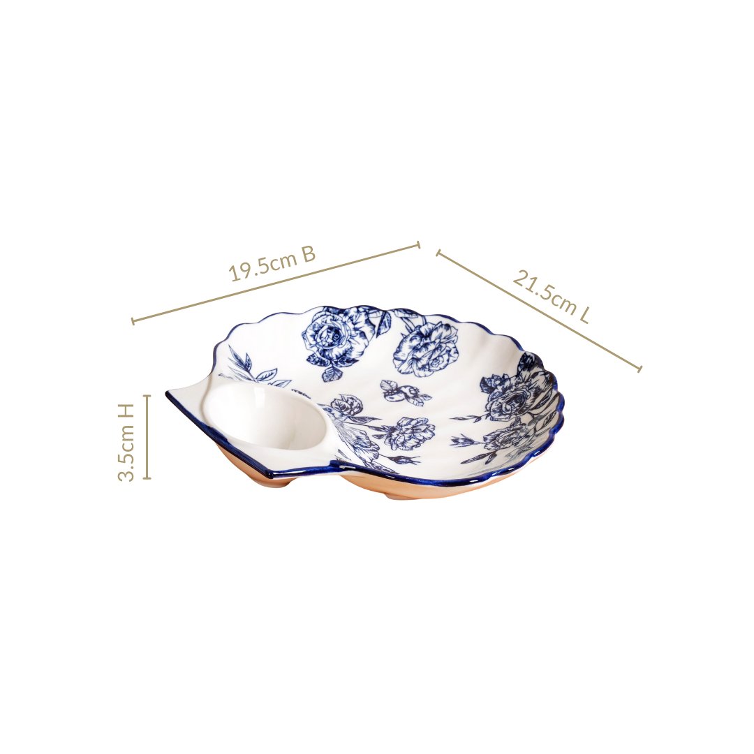 Chinoiserie Blue Ceramic Section Plates Set Of 2 Nestasia