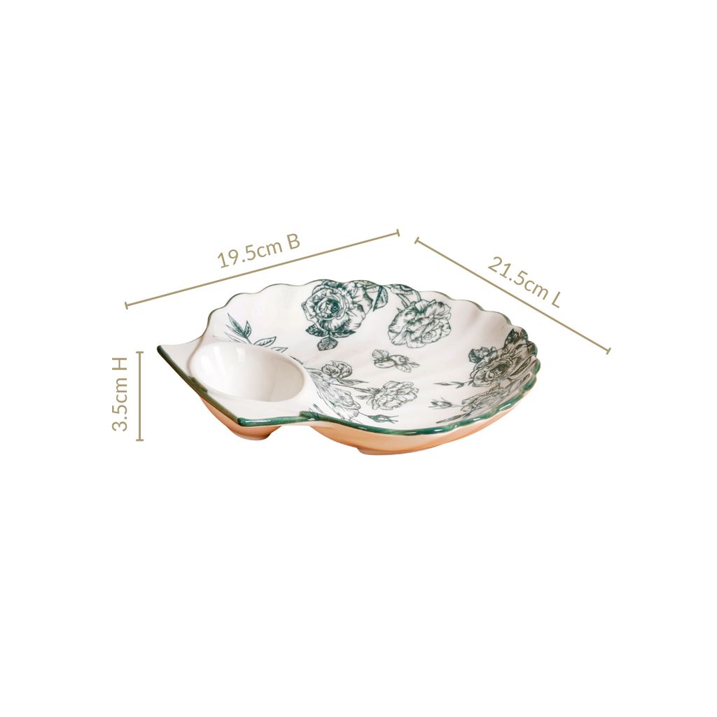 Chinoiserie Green Ceramic Section Plates Set Of 2 Nestasia